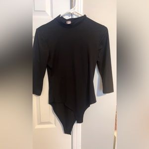 Black turtleneck bodysuit